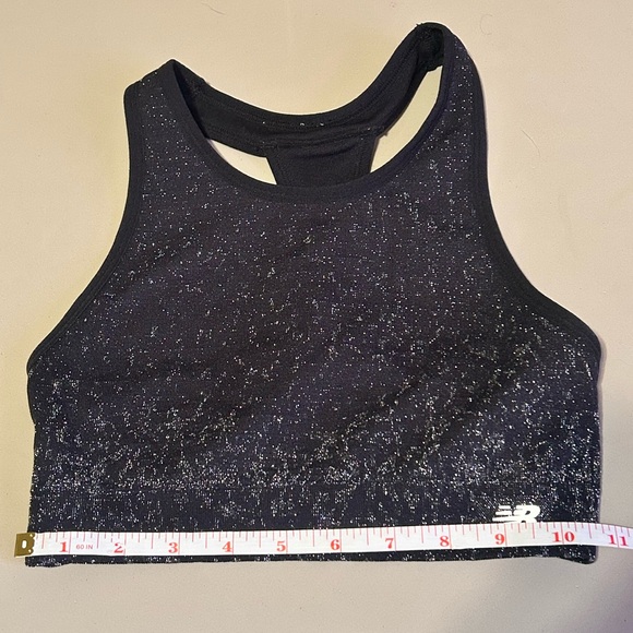 New Balance Women's Black and Silver Sparkle Sports Bra XXS - Picture 5 of 6